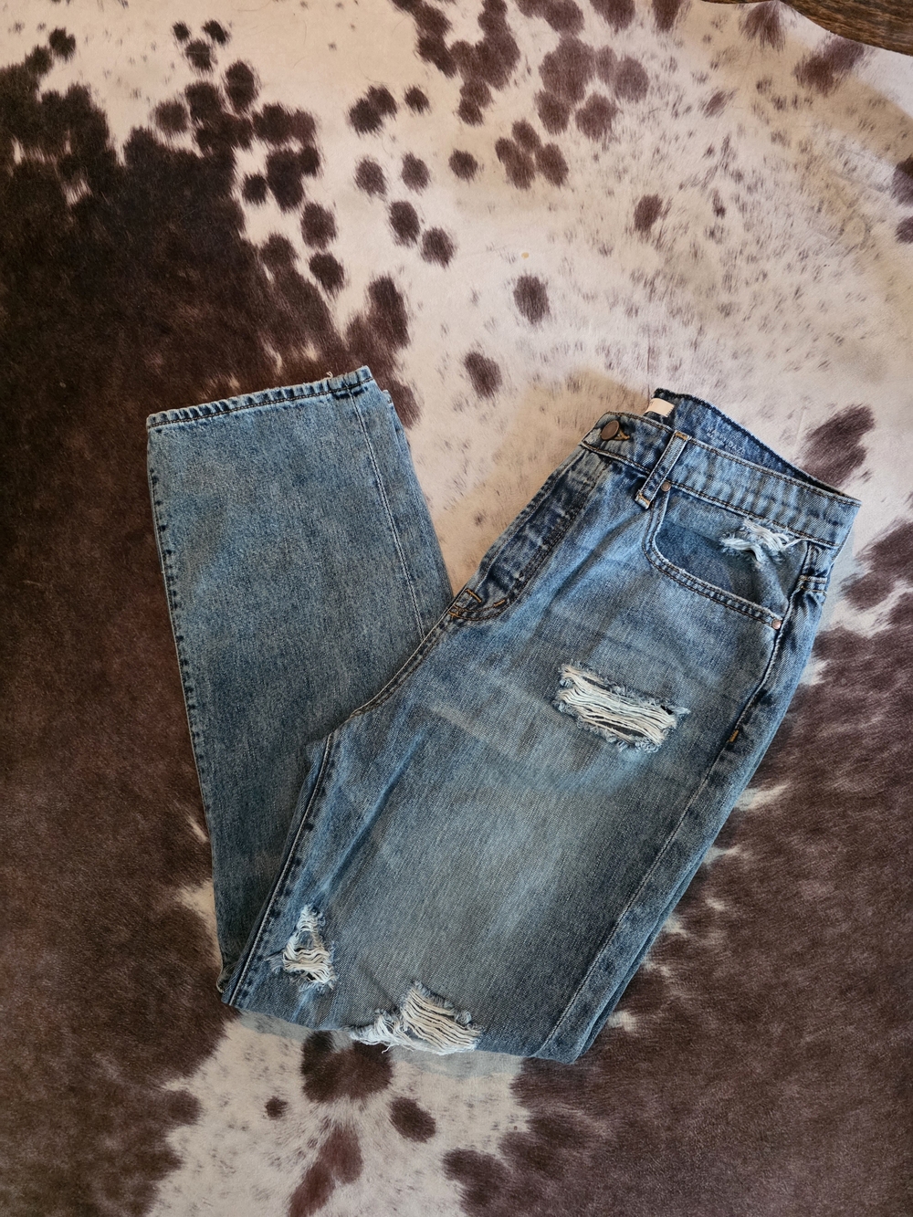 Fidelity Denim Distressed Straight Leg Jeans Acid Wash Women’s Size 30